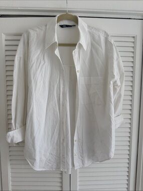 Zara White Casual Button-Down Shirt